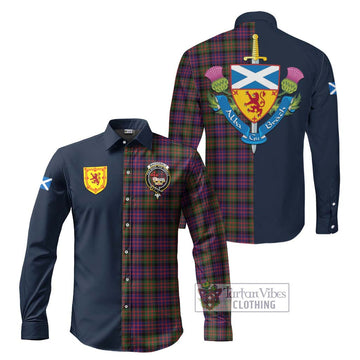 MacDonald Modern Tartan Long Sleeve Button Shirt Alba with Scottish Lion Royal Arm Half Style