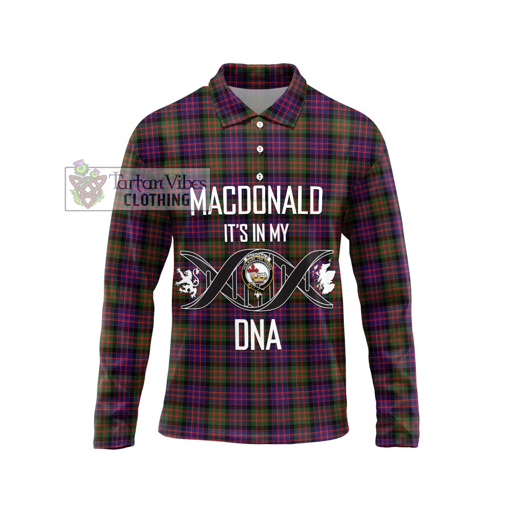 MacDonald Modern Tartan Long Sleeve Polo Shirt with Family Crest DNA In Me Style Unisex - Tartanvibesclothing Shop