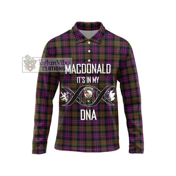 MacDonald Modern Tartan Long Sleeve Polo Shirt with Family Crest DNA In Me Style