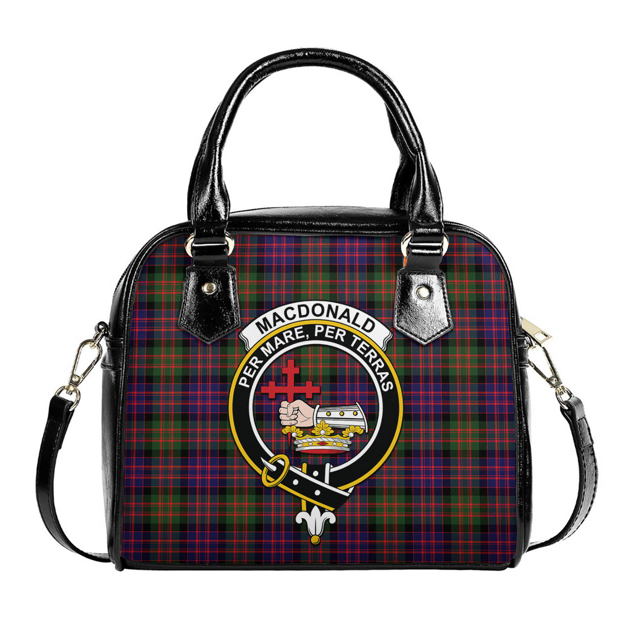 MacDonald Modern Tartan Shoulder Handbags with Family Crest One Size 6*25*22 cm - Tartanvibesclothing