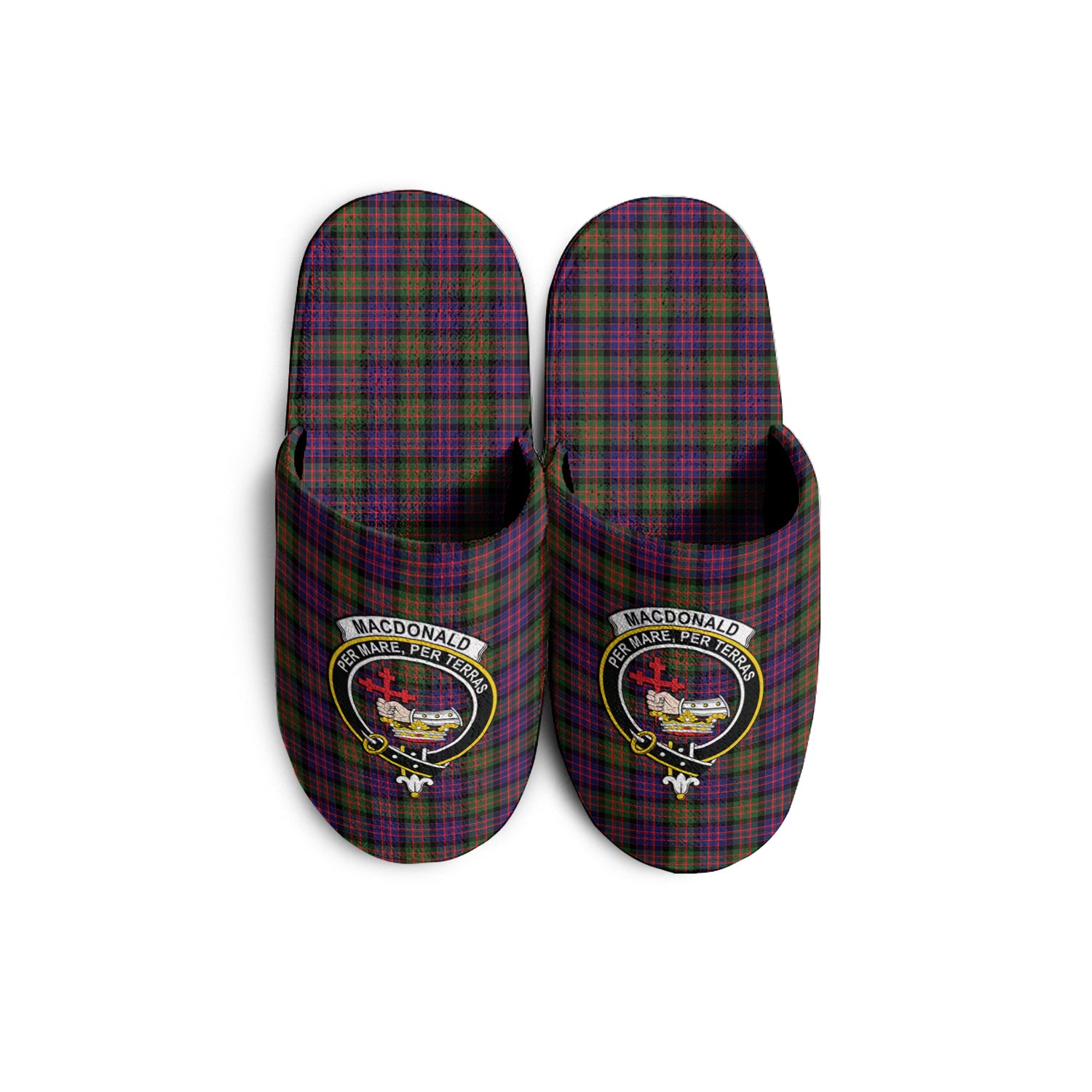 MacDonald Modern Tartan Home Slippers with Family Crest - Tartanvibesclothing