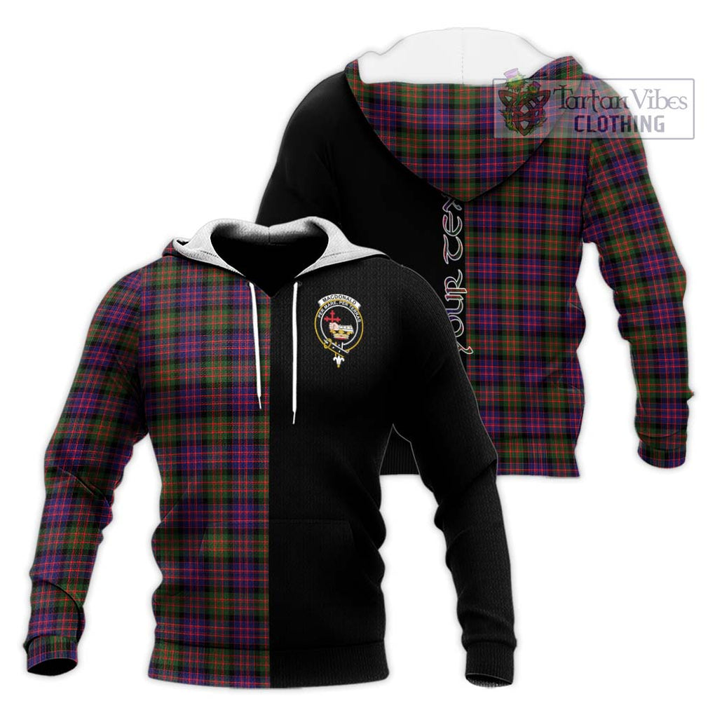 MacDonald Modern Tartan Knitted Hoodie with Family Crest and Half Of Me Style Unisex Knitted Pullover Hoodie - Tartanvibesclothing Shop