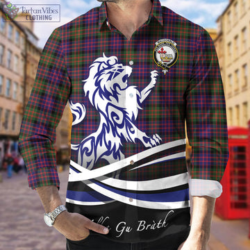 MacDonald Modern Tartan Long Sleeve Button Up Shirt with Alba Gu Brath Regal Lion Emblem