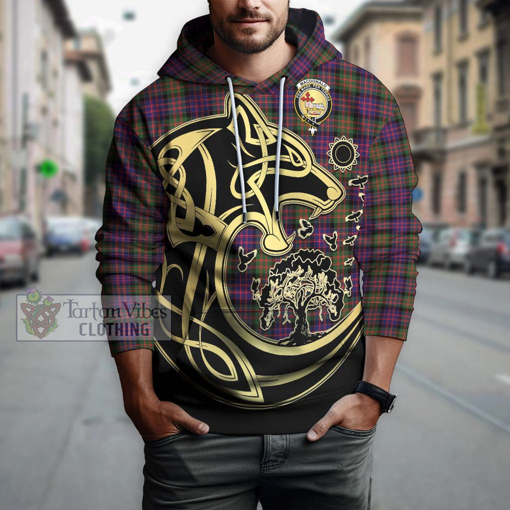 MacDonald Modern Tartan Hoodie with Family Crest Celtic Wolf Style Zip Hoodie - Tartan Vibes Clothing