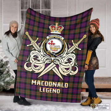 MacDonald Modern Tartan Blanket with Clan Crest and the Golden Sword of Courageous Legacy