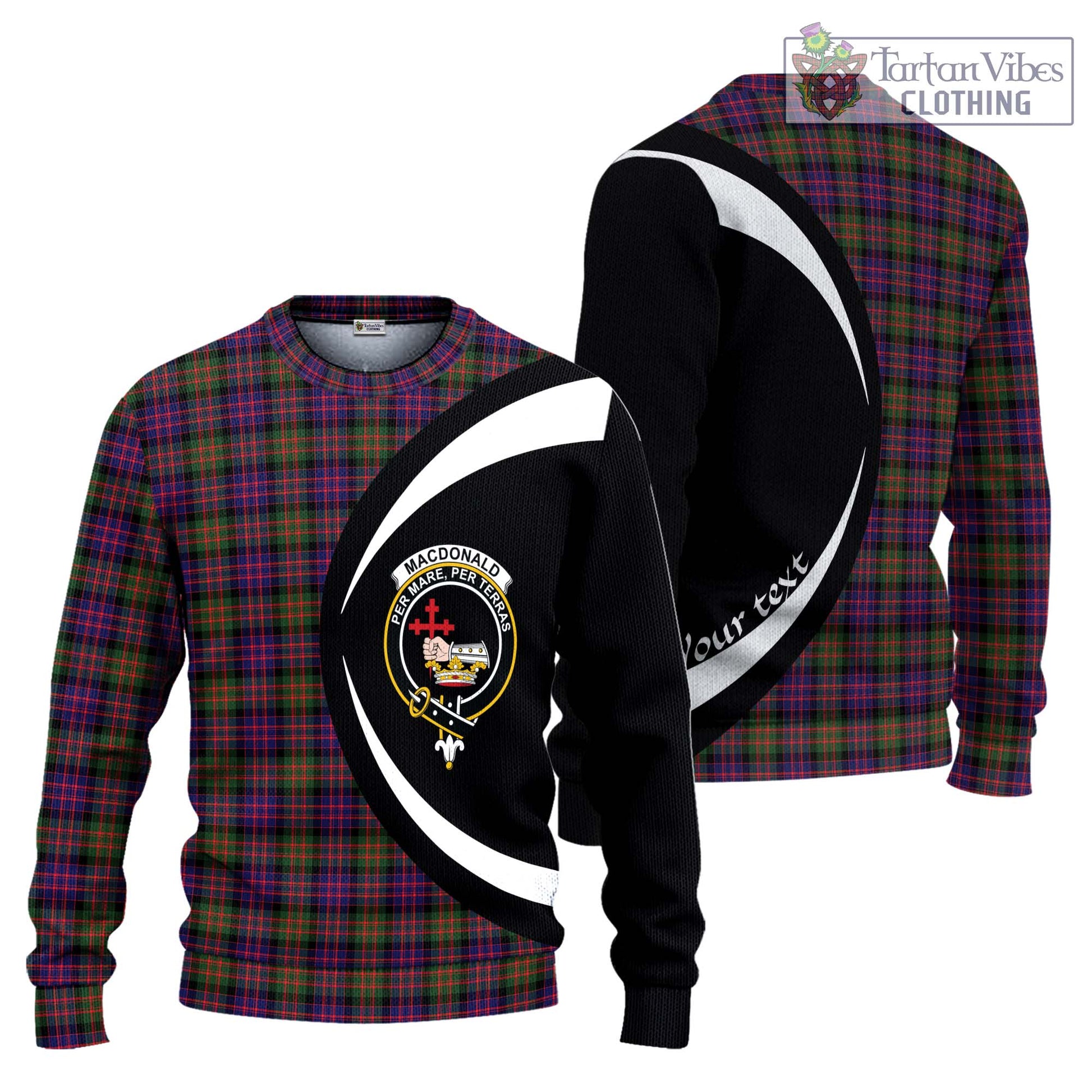 MacDonald Modern Tartan Knitted Sweater with Family Crest Circle Style Unisex - Tartan Vibes Clothing