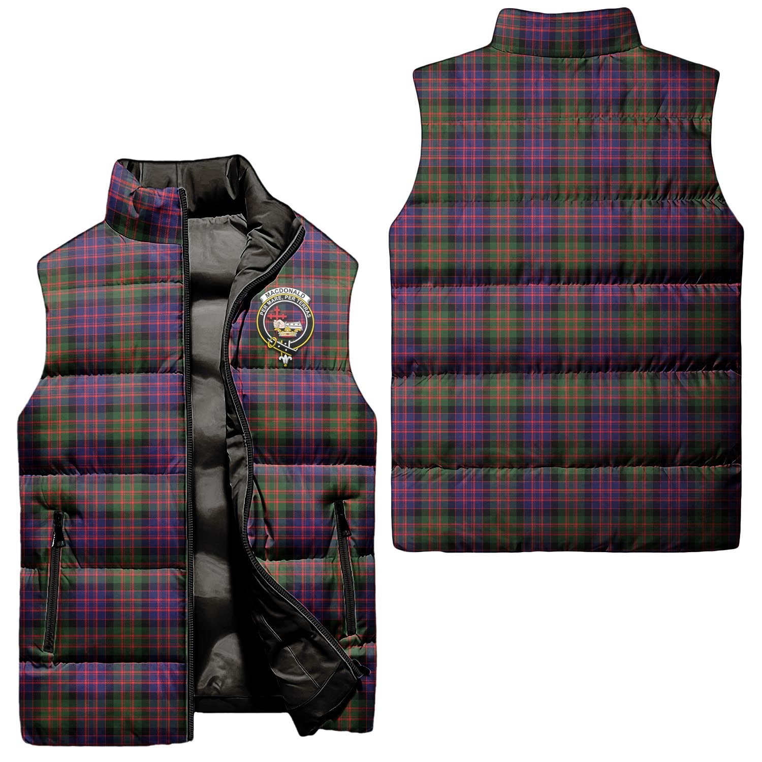 MacDonald Modern Tartan Sleeveless Puffer Jacket with Family Crest Unisex - Tartanvibesclothing