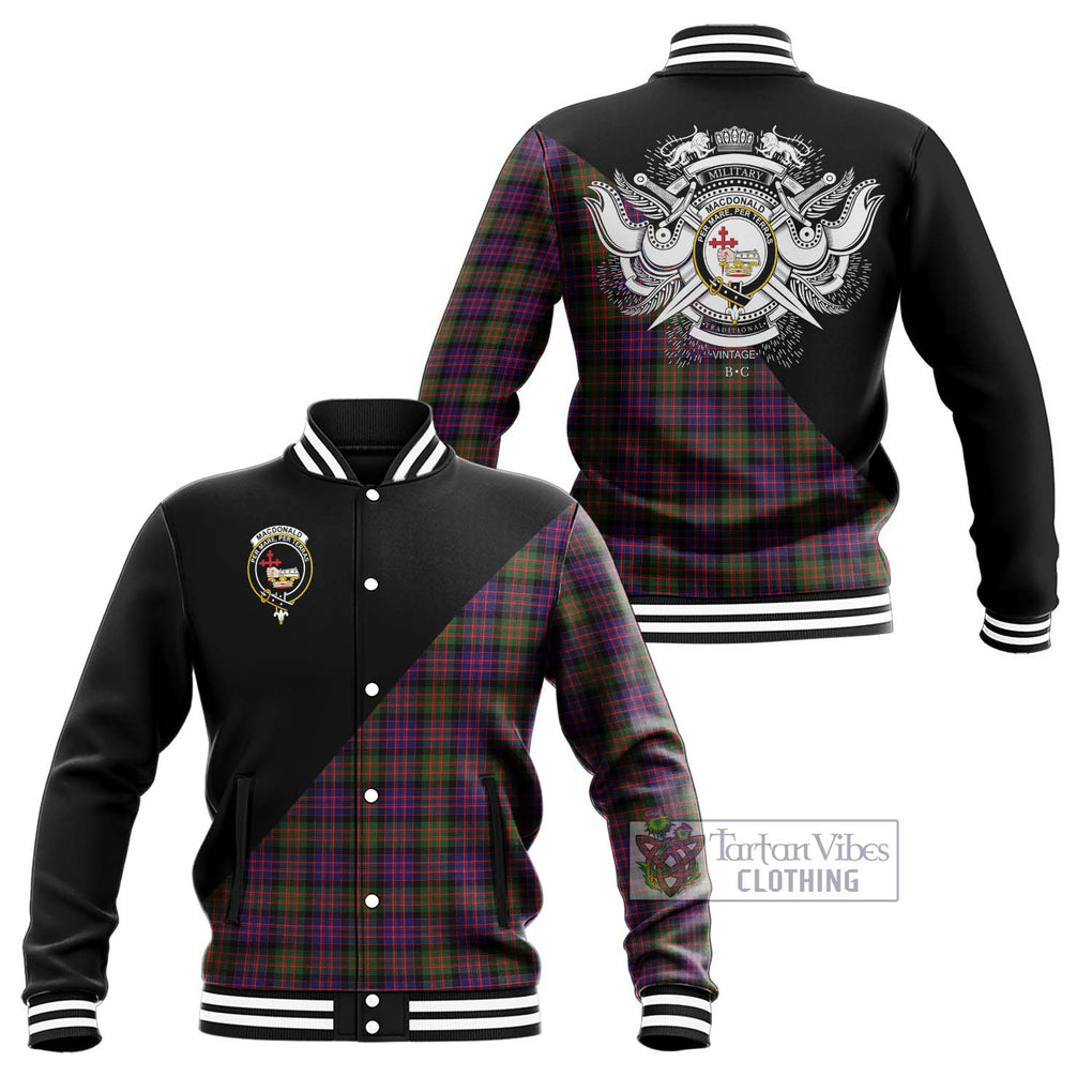 MacDonald Modern Tartan Baseball Jacket with Family Crest and Military Logo Style Unisex - Tartanvibesclothing Shop