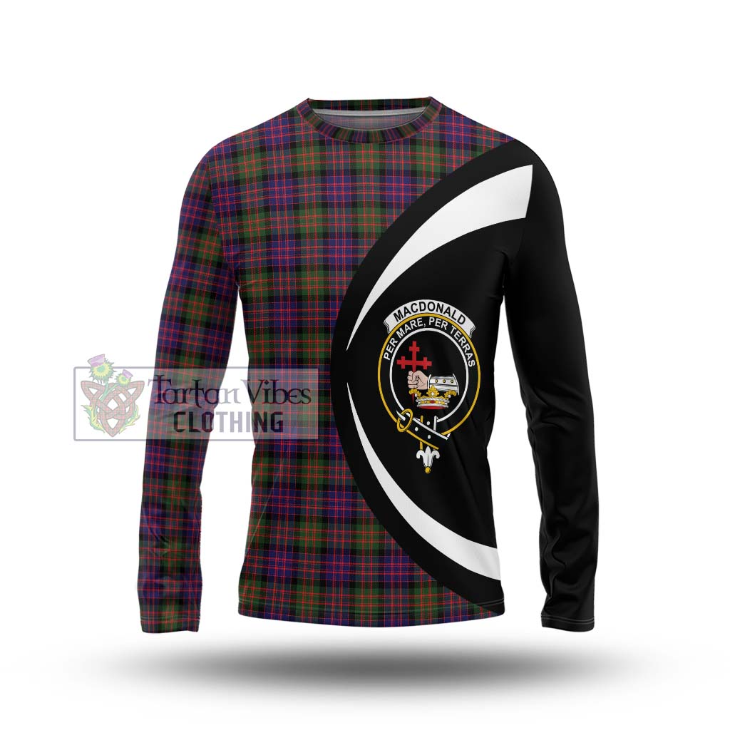 MacDonald Modern Tartan Long Sleeve T-Shirt with Family Crest Circle Style Unisex - Tartan Vibes Clothing