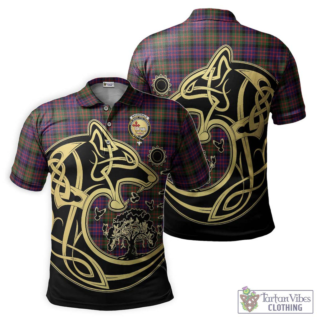 MacDonald Modern Tartan Polo Shirt with Family Crest Celtic Wolf Style Kid - Tartanvibesclothing Shop