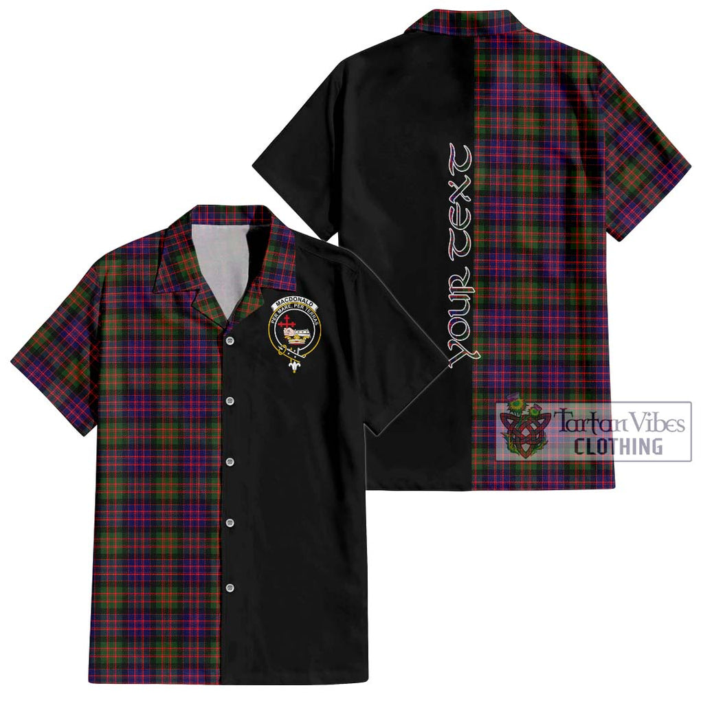 MacDonald Modern Tartan Short Sleeve Button Shirt with Family Crest and Half Of Me Style Kid - Tartanvibesclothing Shop