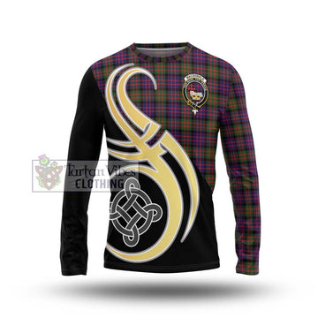 MacDonald Modern Tartan Long Sleeve T-Shirt with Family Crest and Celtic Symbol Style