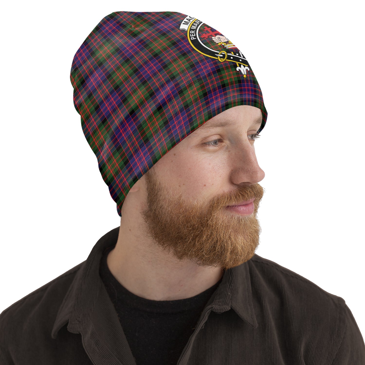 MacDonald Modern Tartan Beanies Hat with Family Crest One Size 10.5*10.2 inches - Tartan Vibes Clothing