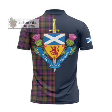 MacDonald Modern Tartan Zipper Polo Shirt Alba with Scottish Lion Royal Arm Half Style