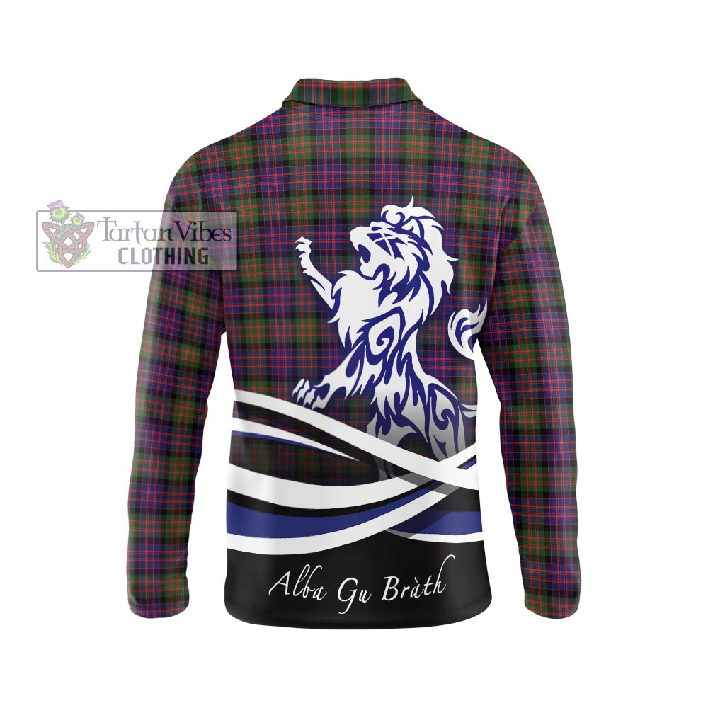 MacDonald Modern Tartan Long Sleeve Polo Shirt with Alba Gu Brath Regal Lion Emblem - Tartanvibesclothing Shop