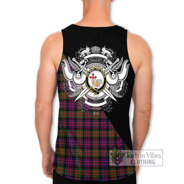 MacDonald Modern Tartan Men's Tank Top with Family Crest and Military Logo Style