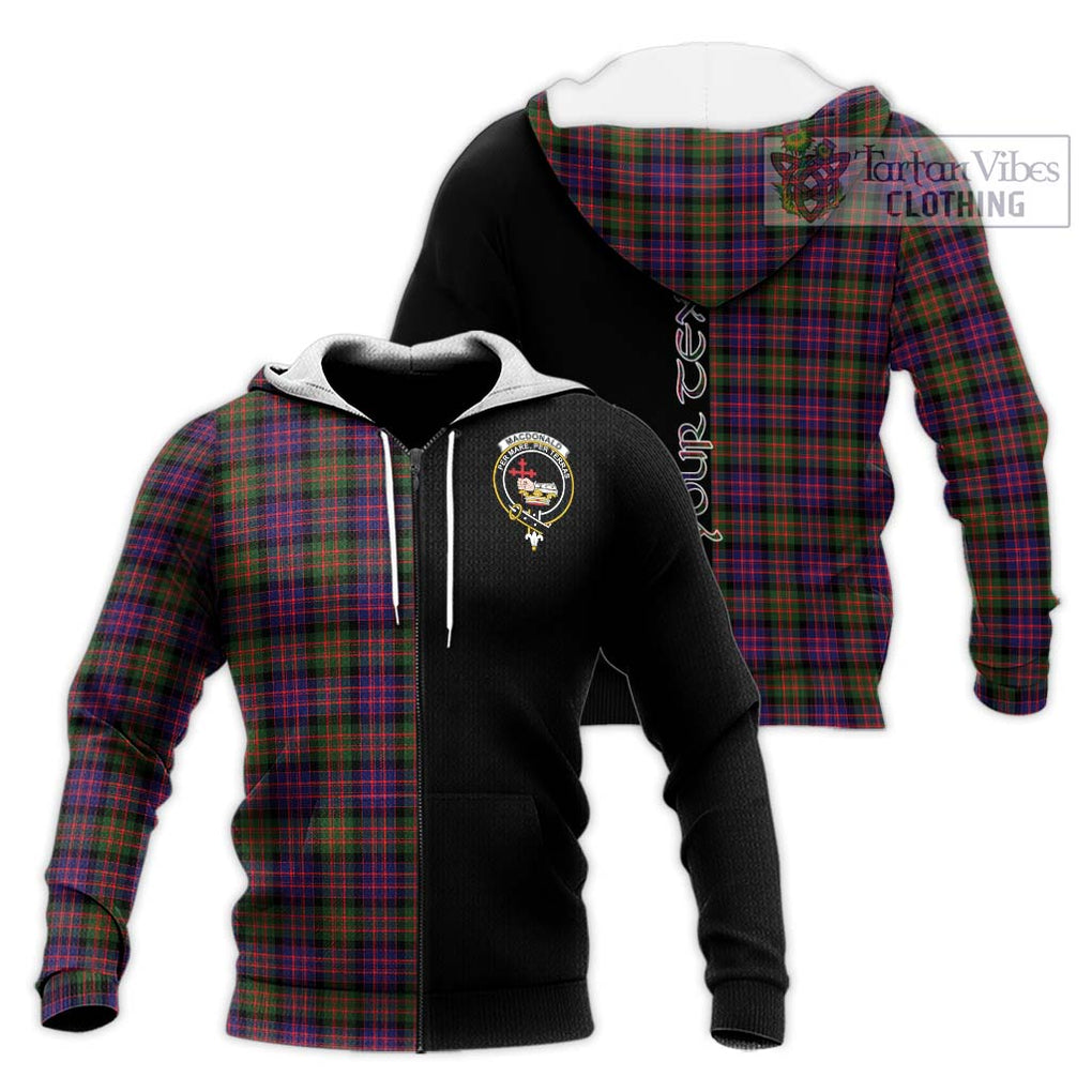 MacDonald Modern Tartan Knitted Hoodie with Family Crest and Half Of Me Style Unisex Knitted Zip Hoodie - Tartanvibesclothing Shop