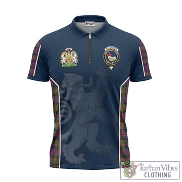 MacDonald Modern Tartan Zipper Polo Shirt with Family Crest and Lion Rampant Vibes Sport Style