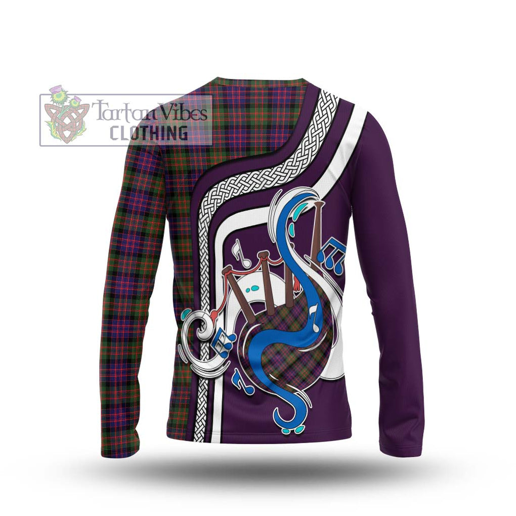 Tartan Vibes Clothing MacDonald Modern Tartan Long Sleeve T-Shirt with Epic Bagpipe Style