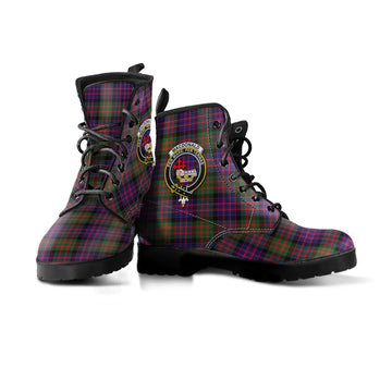 MacDonald Modern Tartan Leather Boots with Family Crest