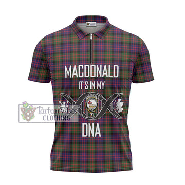 MacDonald Modern Tartan Zipper Polo Shirt with Family Crest DNA In Me Style