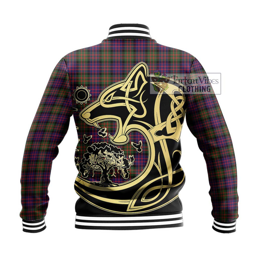 MacDonald Modern Tartan Baseball Jacket with Family Crest Celtic Wolf Style - Tartan Vibes Clothing