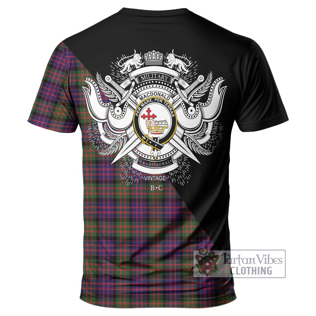 MacDonald Modern Tartan T-Shirt with Family Crest and Military Logo Style - Tartanvibesclothing Shop