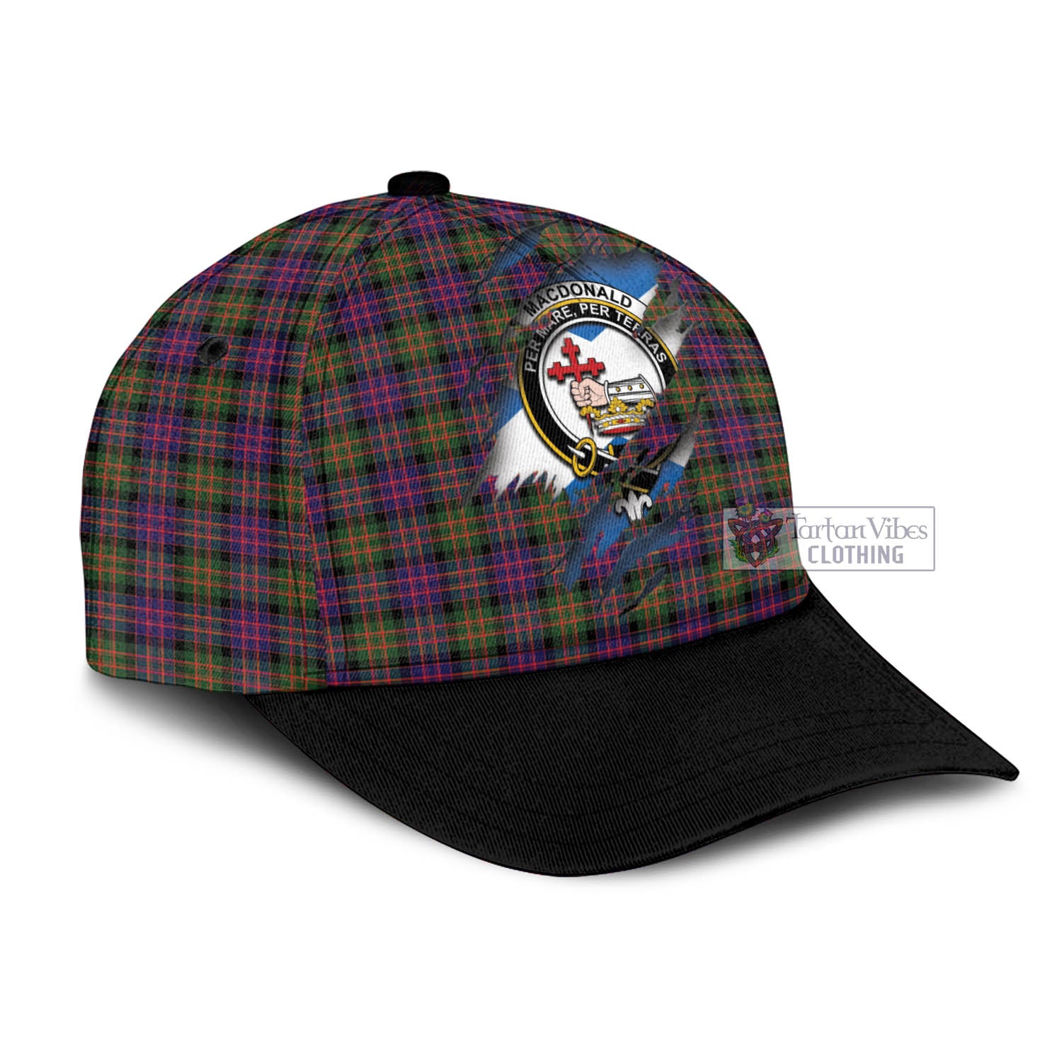 Tartan Vibes Clothing MacDonald Modern Tartan Classic Cap with Family Crest In Me Style