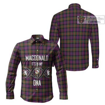 MacDonald Modern Tartan Long Sleeve Button Shirt with Family Crest DNA In Me Style