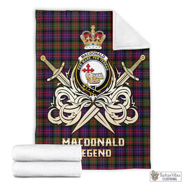 MacDonald Modern Tartan Blanket with Clan Crest and the Golden Sword of Courageous Legacy