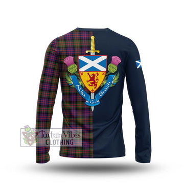 MacDonald Modern Tartan Long Sleeve T-Shirt Alba with Scottish Lion Royal Arm Half Style