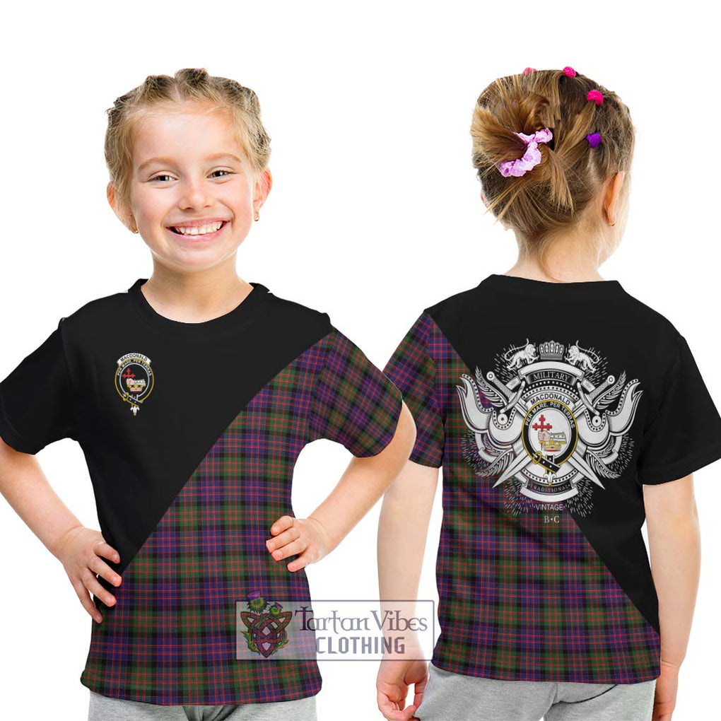 MacDonald Modern Tartan Kid T-Shirt with Family Crest and Military Logo Style - Tartanvibesclothing Shop