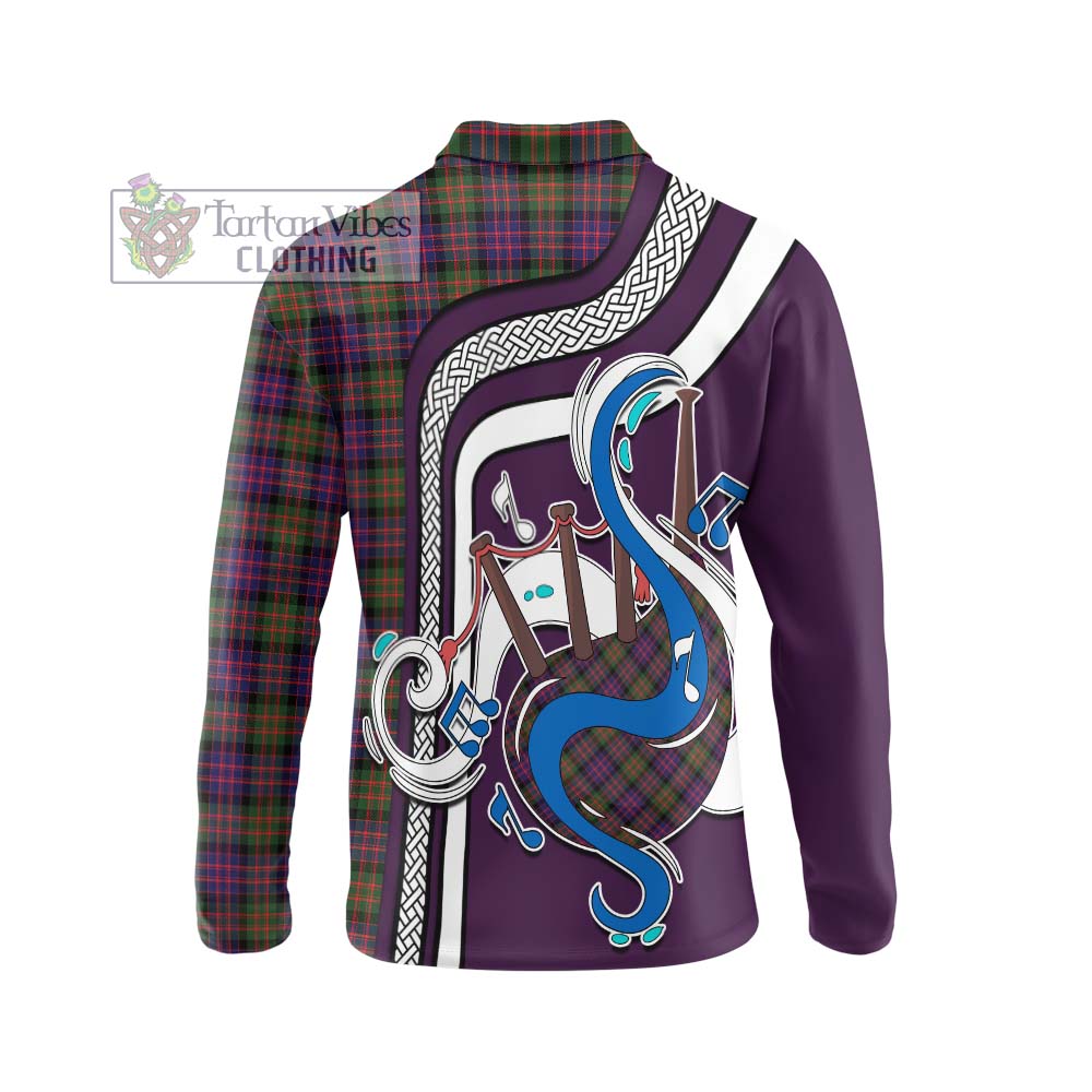 Tartan Vibes Clothing MacDonald Modern Tartan Long Sleeve Polo Shirt with Epic Bagpipe Style