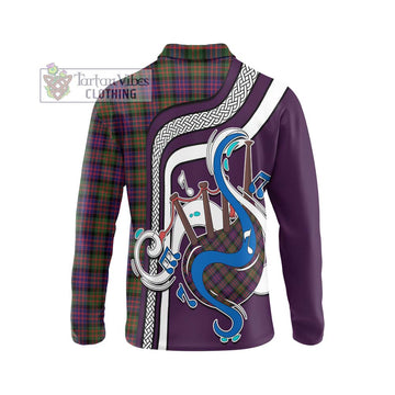 MacDonald Modern Tartan Long Sleeve Polo Shirt with Epic Bagpipe Style