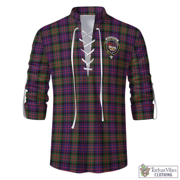 MacDonald Modern Tartan Men's Scottish Traditional Jacobite Ghillie Kilt Shirt with Family Crest