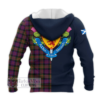 MacDonald Modern Tartan Knitted Hoodie Alba with Scottish Lion Royal Arm Half Style