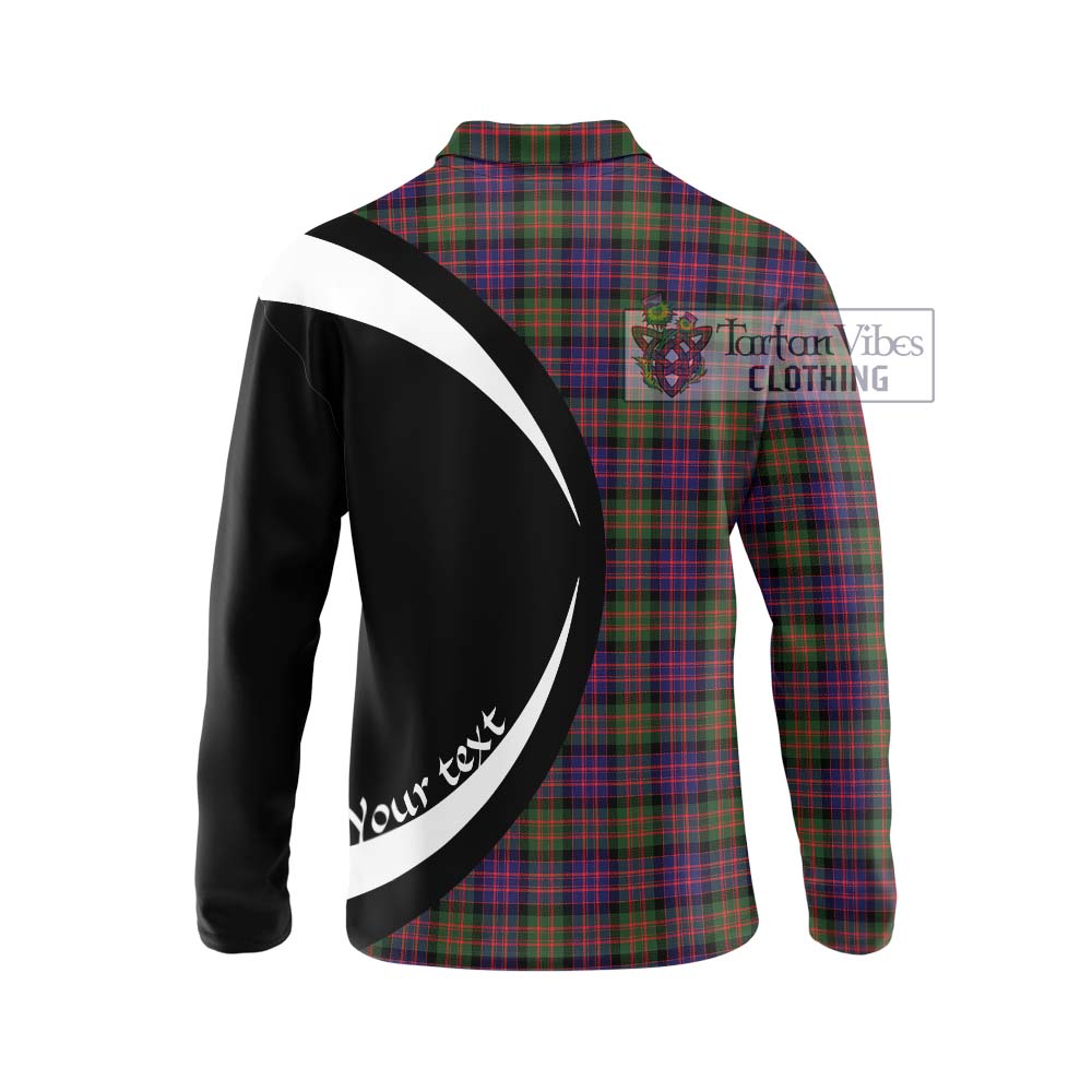 MacDonald Modern Tartan Long Sleeve Polo Shirt with Family Crest Circle Style - Tartan Vibes Clothing