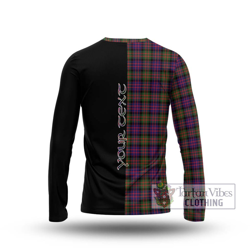 MacDonald Modern Tartan Long Sleeve T-Shirt with Family Crest and Half Of Me Style - Tartanvibesclothing Shop