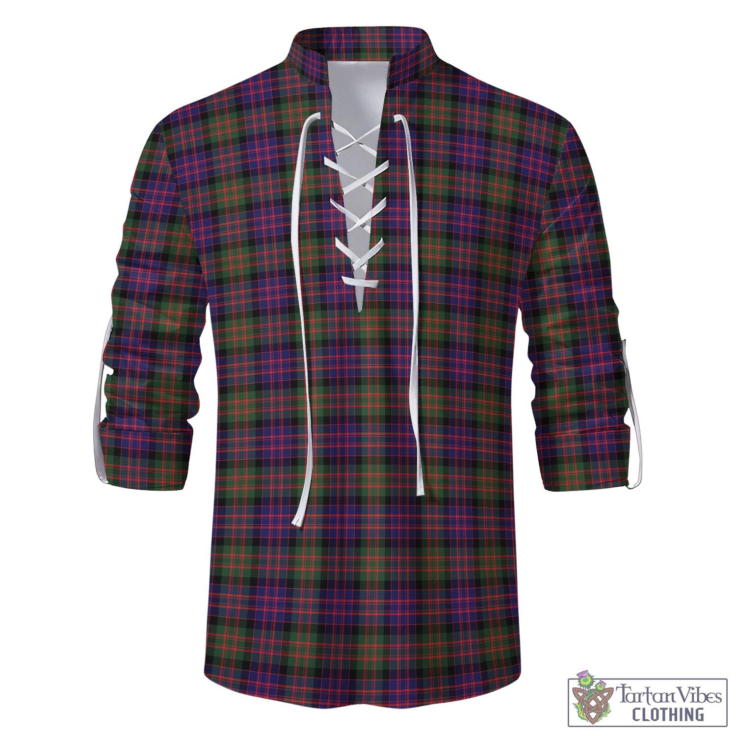 Tartan Vibes Clothing MacDonald Modern Tartan Men's Scottish Traditional Jacobite Ghillie Kilt Shirt