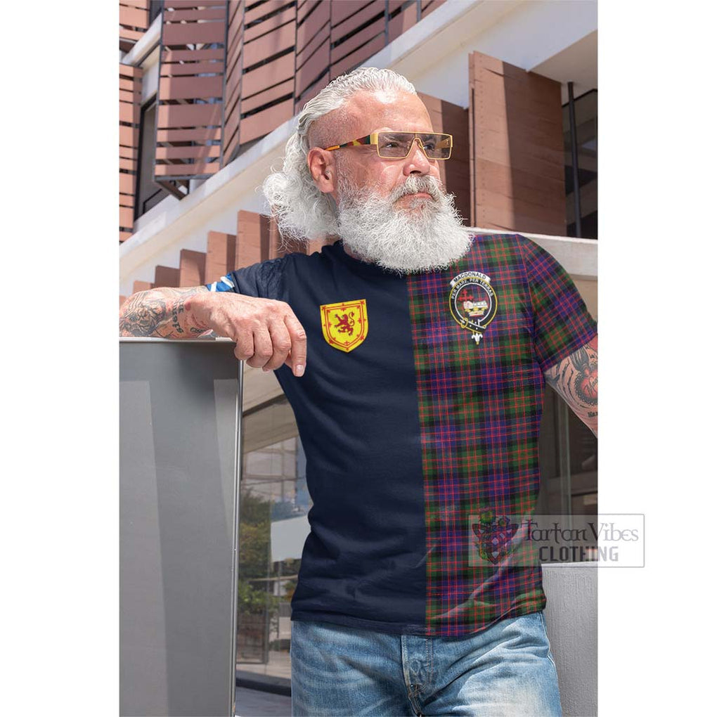 Tartan Vibes Clothing MacDonald Modern Tartan Cotton T-shirt with Scottish Lion Royal Arm Half Style