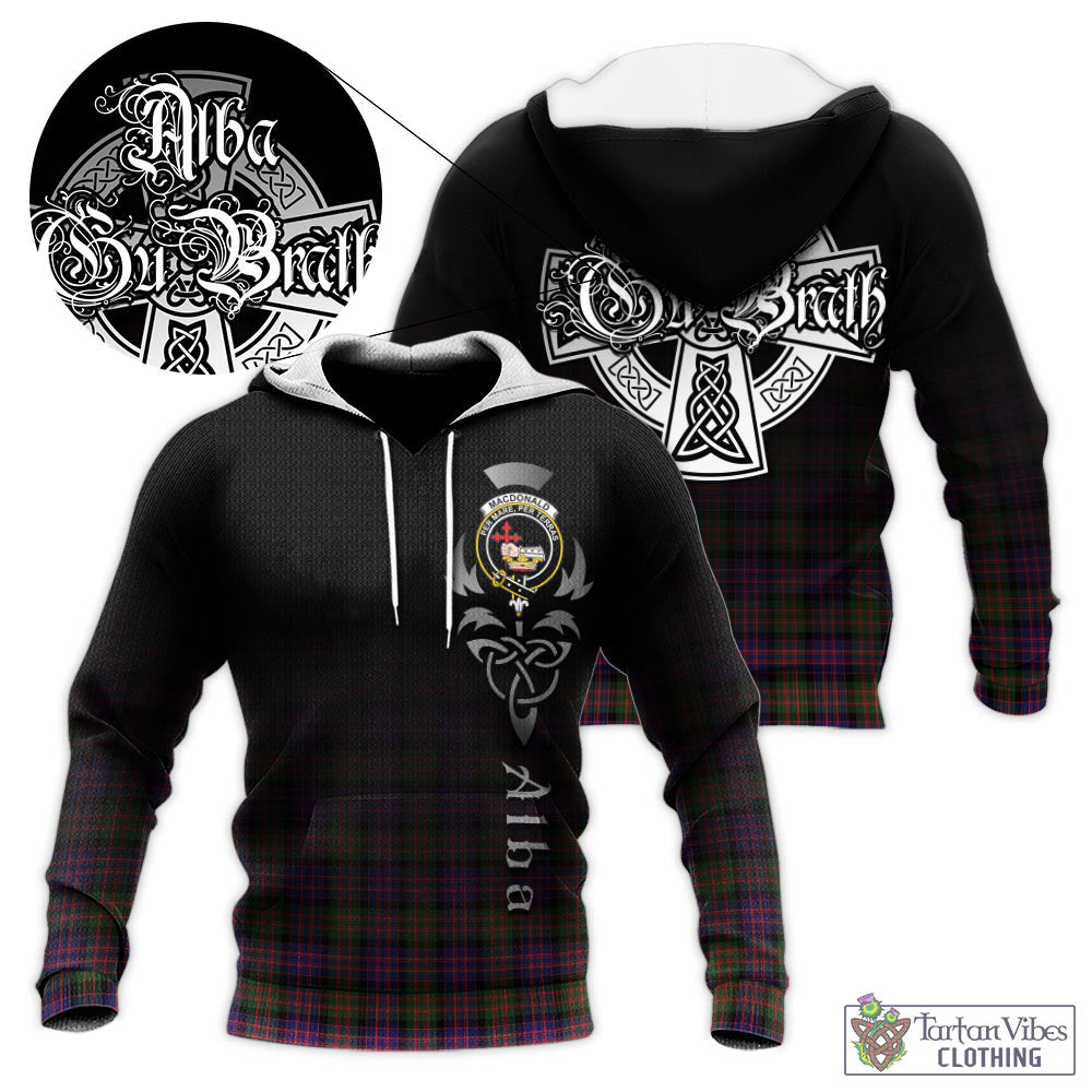 Tartan Vibes Clothing MacDonald Modern Tartan Knitted Hoodie Featuring Alba Gu Brath Family Crest Celtic Inspired