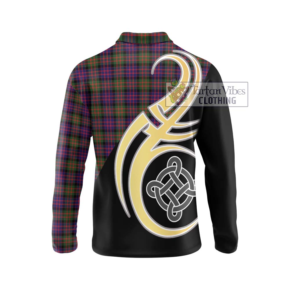 MacDonald Modern Tartan Long Sleeve Polo Shirt with Family Crest and Celtic Symbol Style - Tartan Vibes Clothing