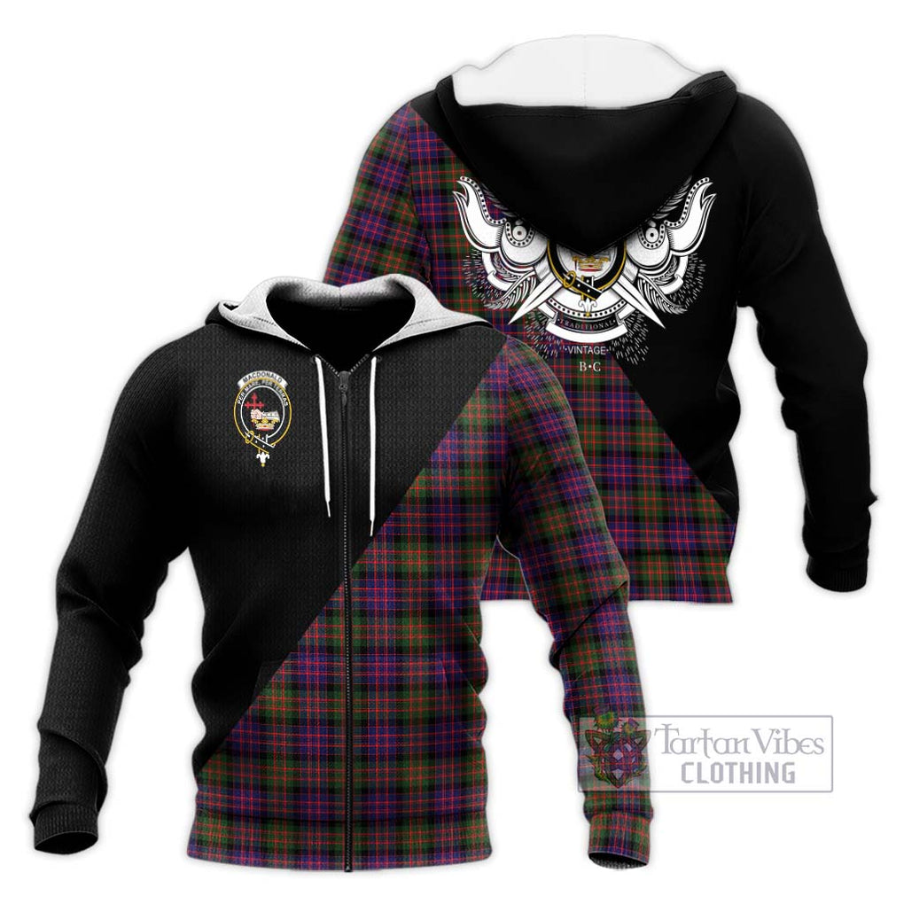 MacDonald Modern Tartan Knitted Hoodie with Family Crest and Military Logo Style Unisex Knitted Zip Hoodie - Tartanvibesclothing Shop