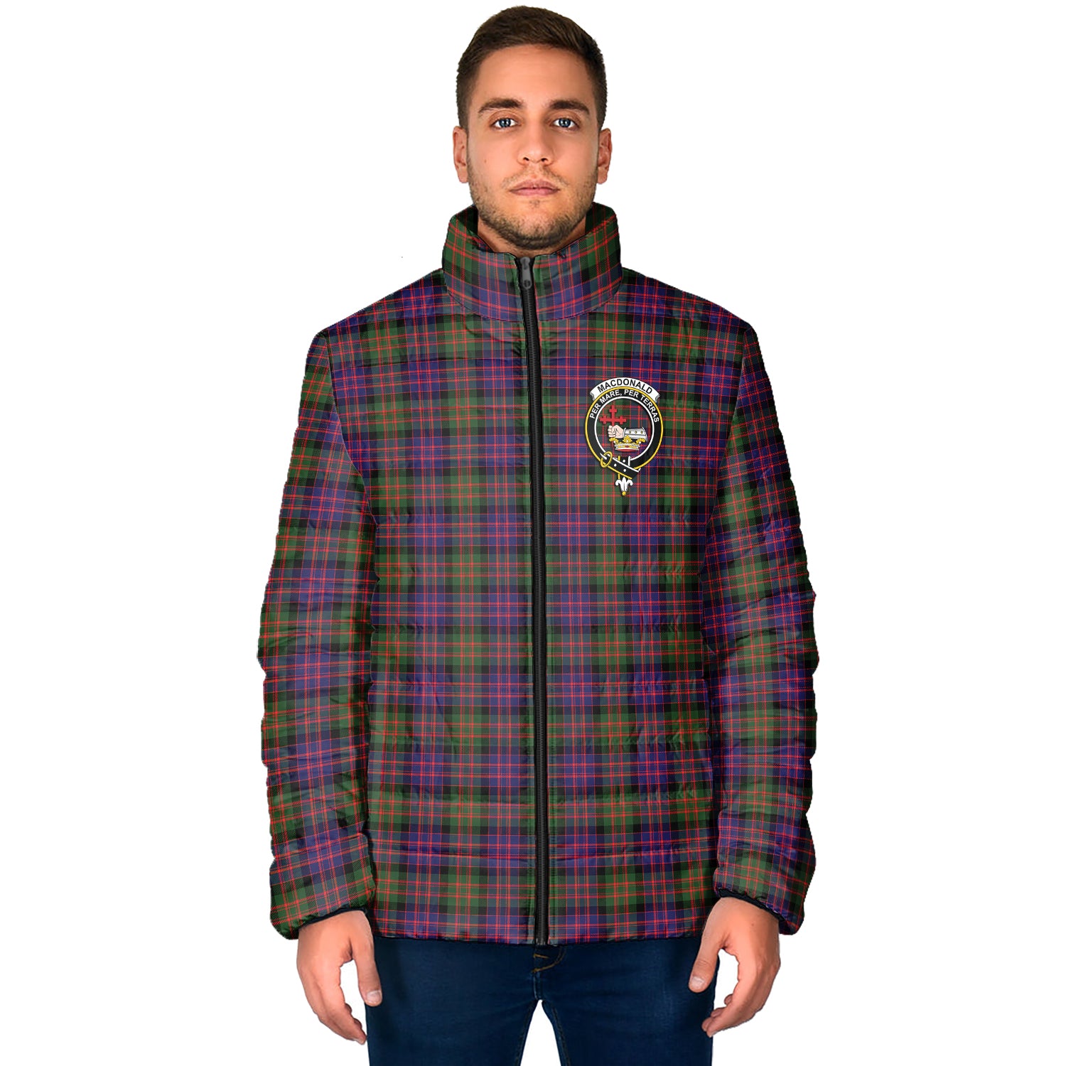 MacDonald Modern Tartan Padded Jacket with Family Crest - Tartan Vibes Clothing