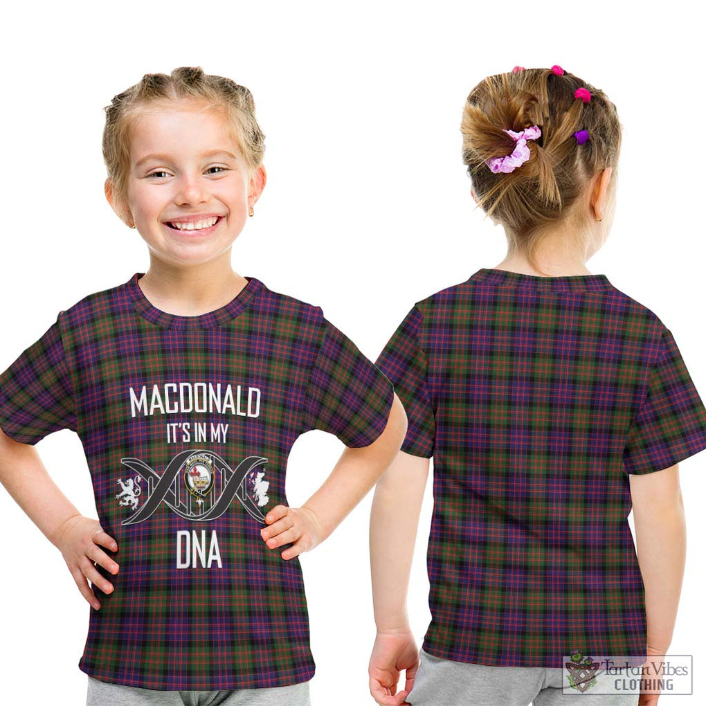 MacDonald Modern Tartan Kid T-Shirt with Family Crest DNA In Me Style - Tartanvibesclothing Shop