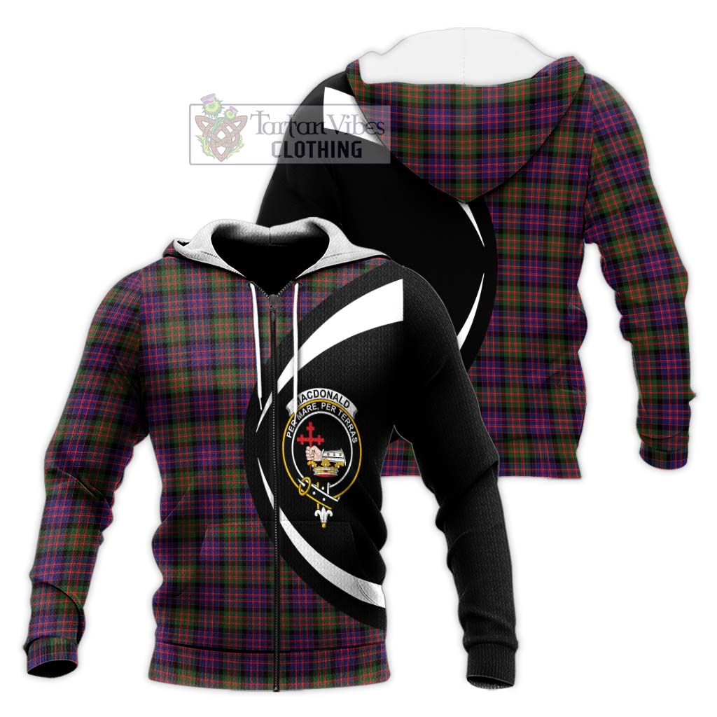 MacDonald Modern Tartan Knitted Hoodie with Family Crest Circle Style Unisex Knitted Zip Hoodie - Tartan Vibes Clothing