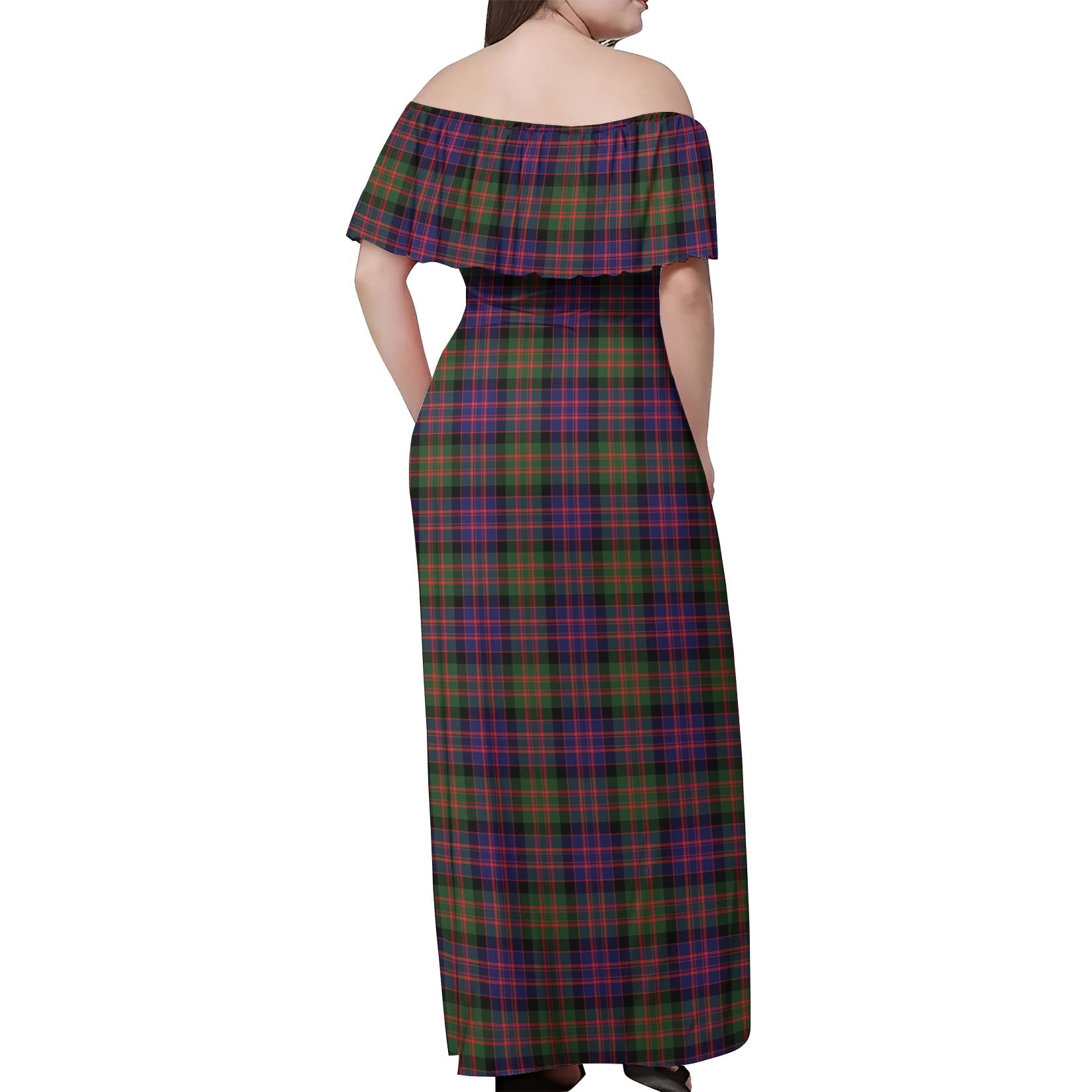 MacDonald Modern Tartan Off Shoulder Long Dress - Tartanvibesclothing