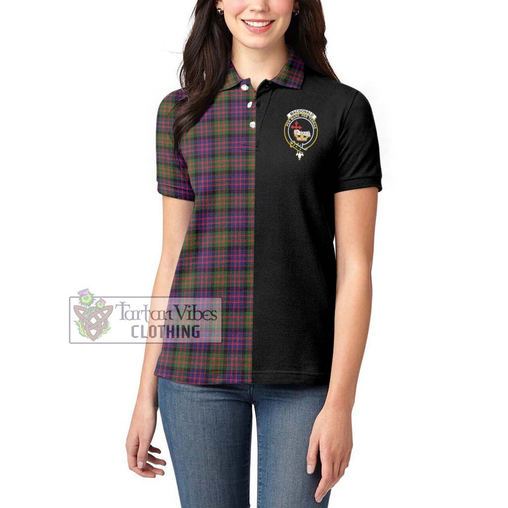 MacDonald Modern Tartan Women's Polo Shirt with Family Crest and Half Of Me Style - Tartanvibesclothing Shop