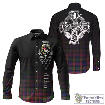 MacDonald Modern Tartan Long Sleeve Button Up Featuring Alba Gu Brath Family Crest Celtic Inspired