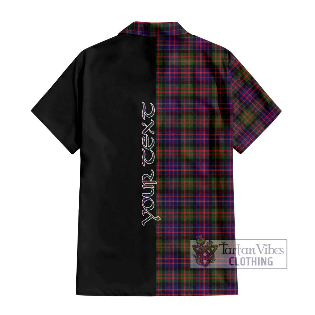 MacDonald Modern Tartan Short Sleeve Button Shirt with Family Crest and Half Of Me Style - Tartanvibesclothing Shop